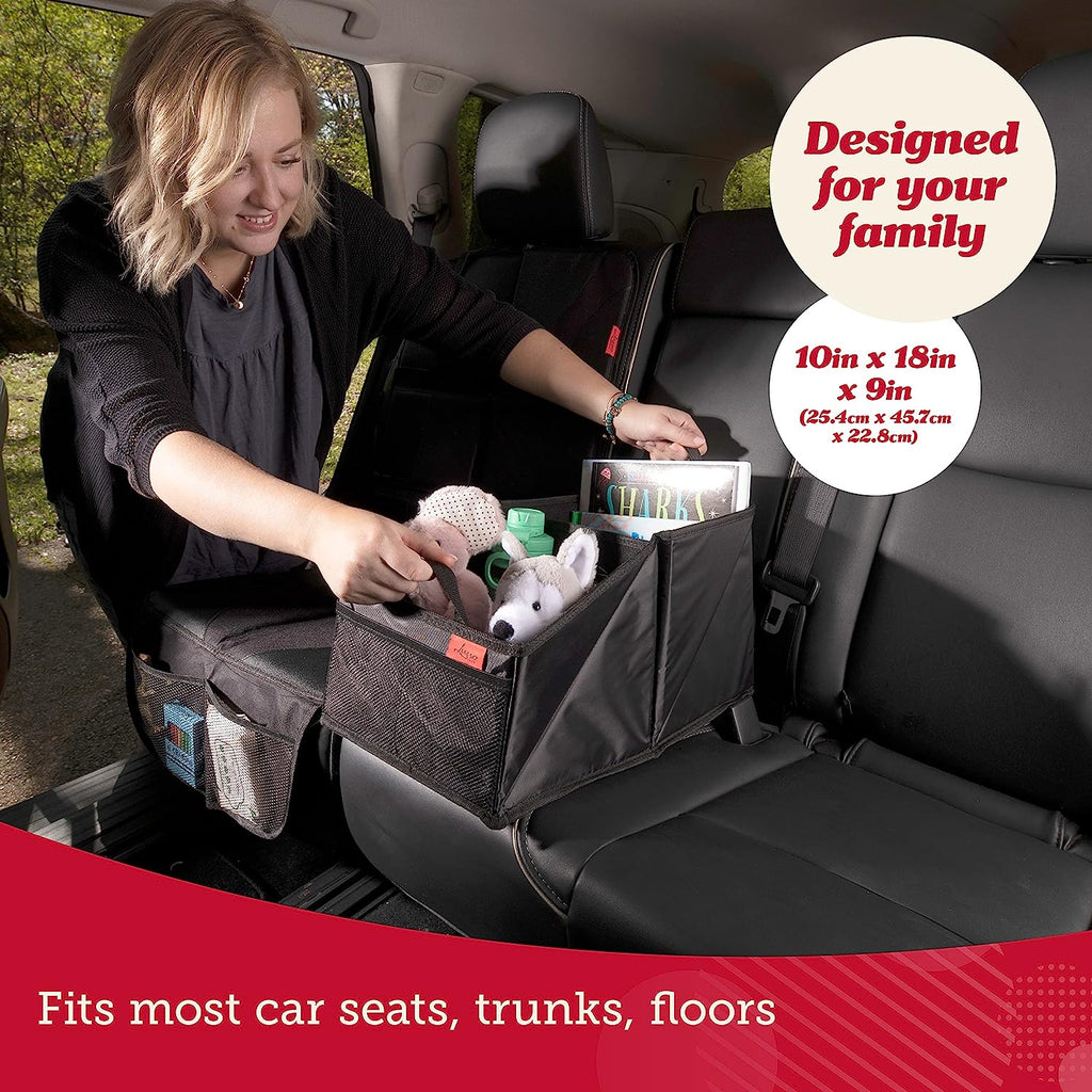 Lusso Gear Car Seat Organizer with Cup Holders for Front, Back, Passenger Seats, Truck and Van, 9 Auto Storage Compartments for Travel Organization of Trunk, Seats, Mobile Office (Gray)