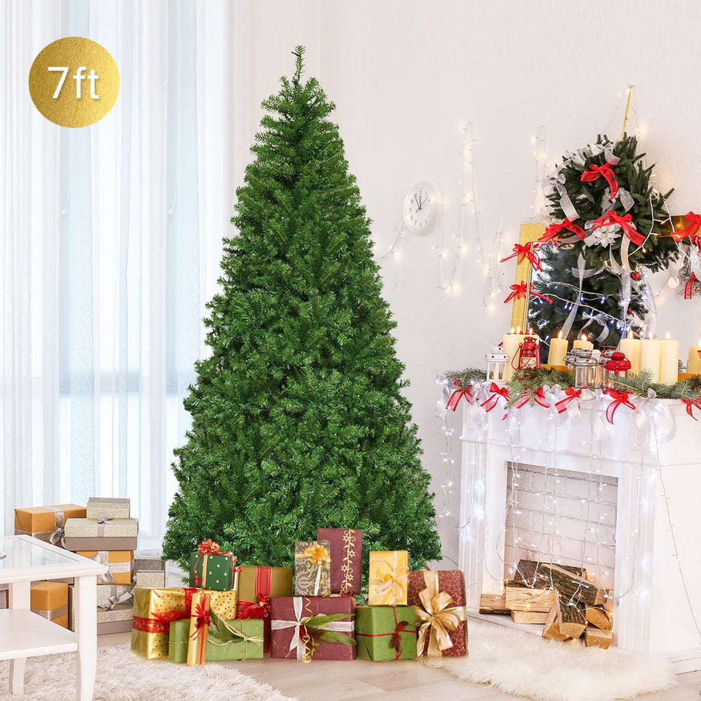 7Ft Pre-Lit Artificial Christmas Tree Hinged 500 LED Lights