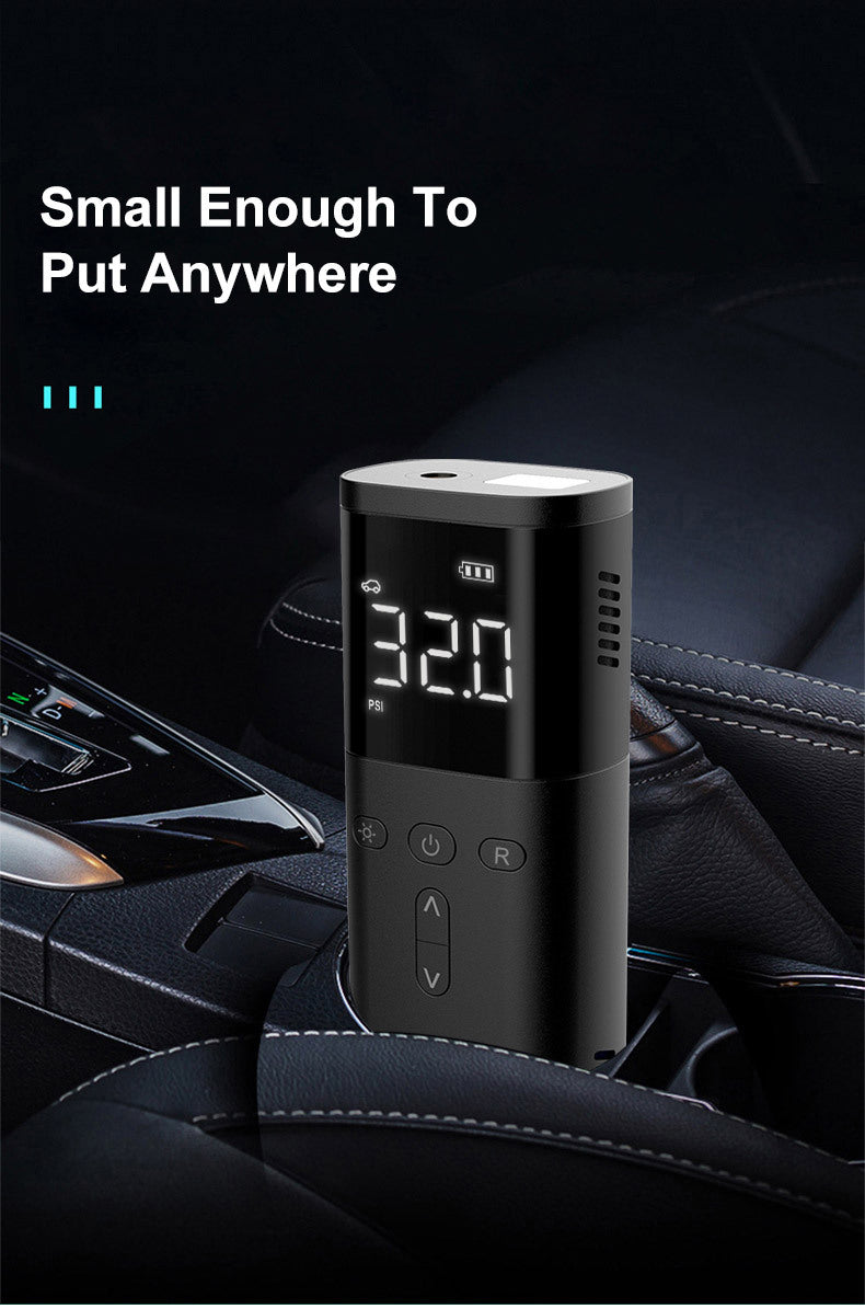 Rechargeable Wireless Air Compressor: Inflate Your Car Tires Anywhere With LED Lamp & Power Bank Function!