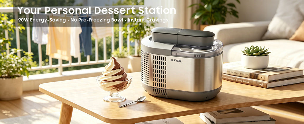 Premium Automatic Single Serve Semi-Conductor Ice Cream Maker, No Pre-Freezing -in Cooling System, 1.2 Pint (600ml), Soft & Firm Modes with 6H Keep Cool, Gelato & Sorbet Machine for Home | Homemade Ice Cream, Frozen Desserts