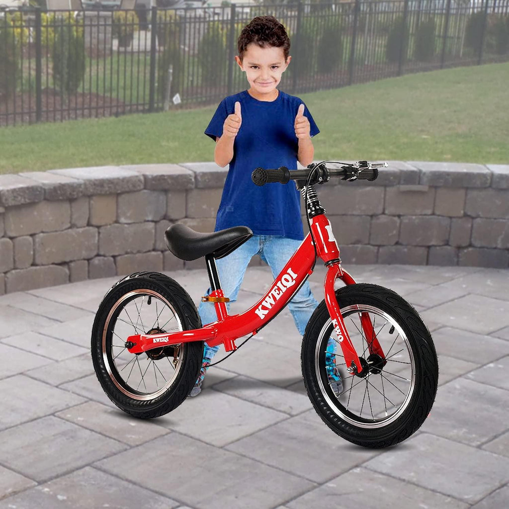 14"  Bike Children's Bicycle Adjustable Seat Height Push Bikes for Toddlers with Brake No Pedal Scooter Bicycle Training Bike for 2-6 Years Old Boys &amp; Girls