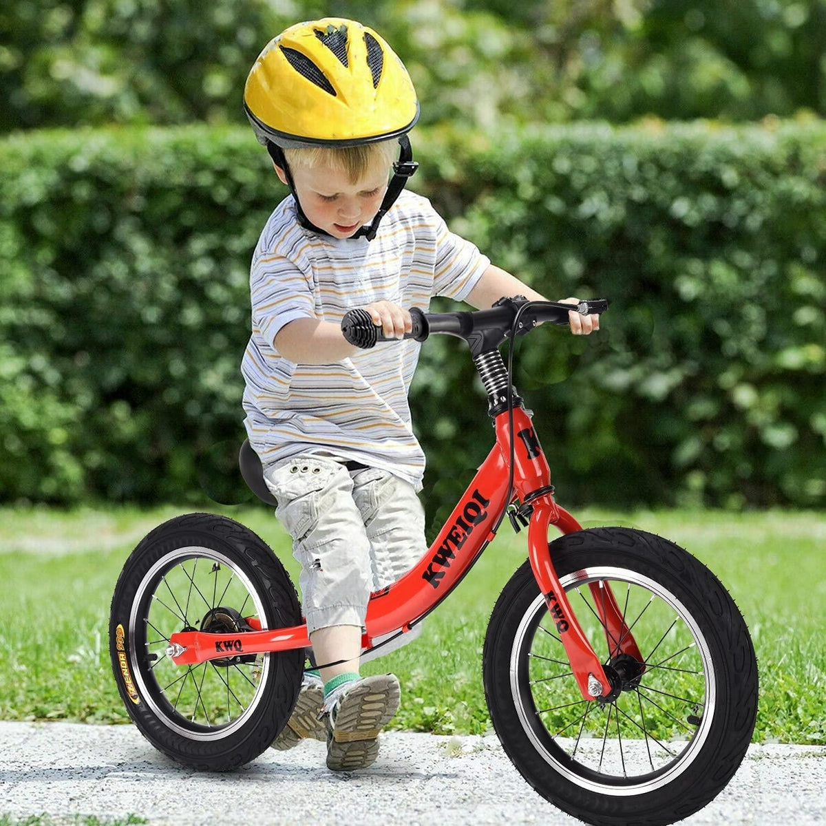 14"  Bike Children's Bicycle Adjustable Seat Height Push Bikes for Toddlers with Brake No Pedal Scooter Bicycle Training Bike for 2-6 Years Old Boys &amp; Girls