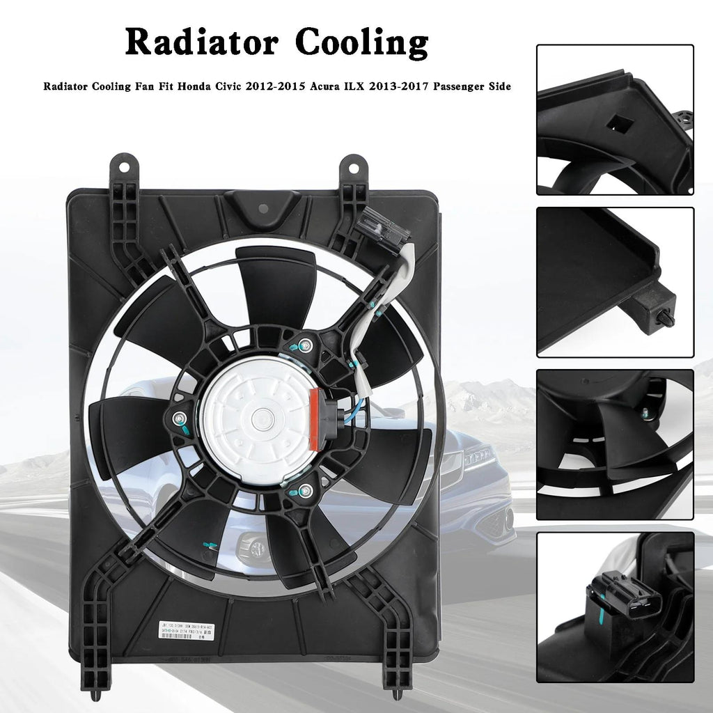 2013-2023 Acura ILX Hybrid 1.5L 2.0L 2.4L Radiator Cooling Fan Passenger Side 12815182 621490 19030RSJE01-PFM HO3115159 38615-R1A-A02 Generic
