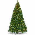 9Ft Pre-Lit PVC Artificial Christmas Tree Hinged w/ 700 LED Lights &amp; Stand