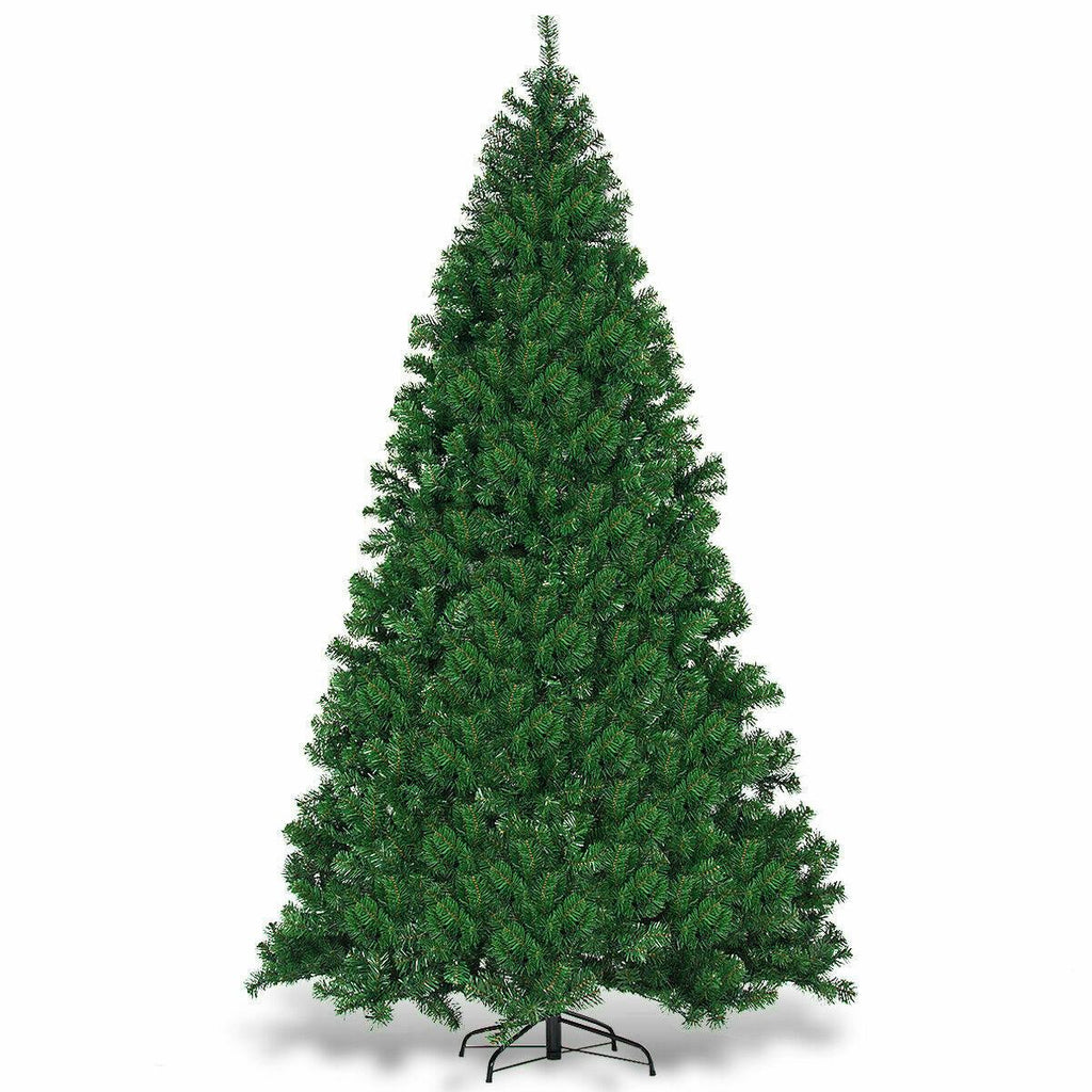 9Ft Pre-Lit PVC Artificial Christmas Tree Hinged w/ 700 LED Lights &amp; Stand