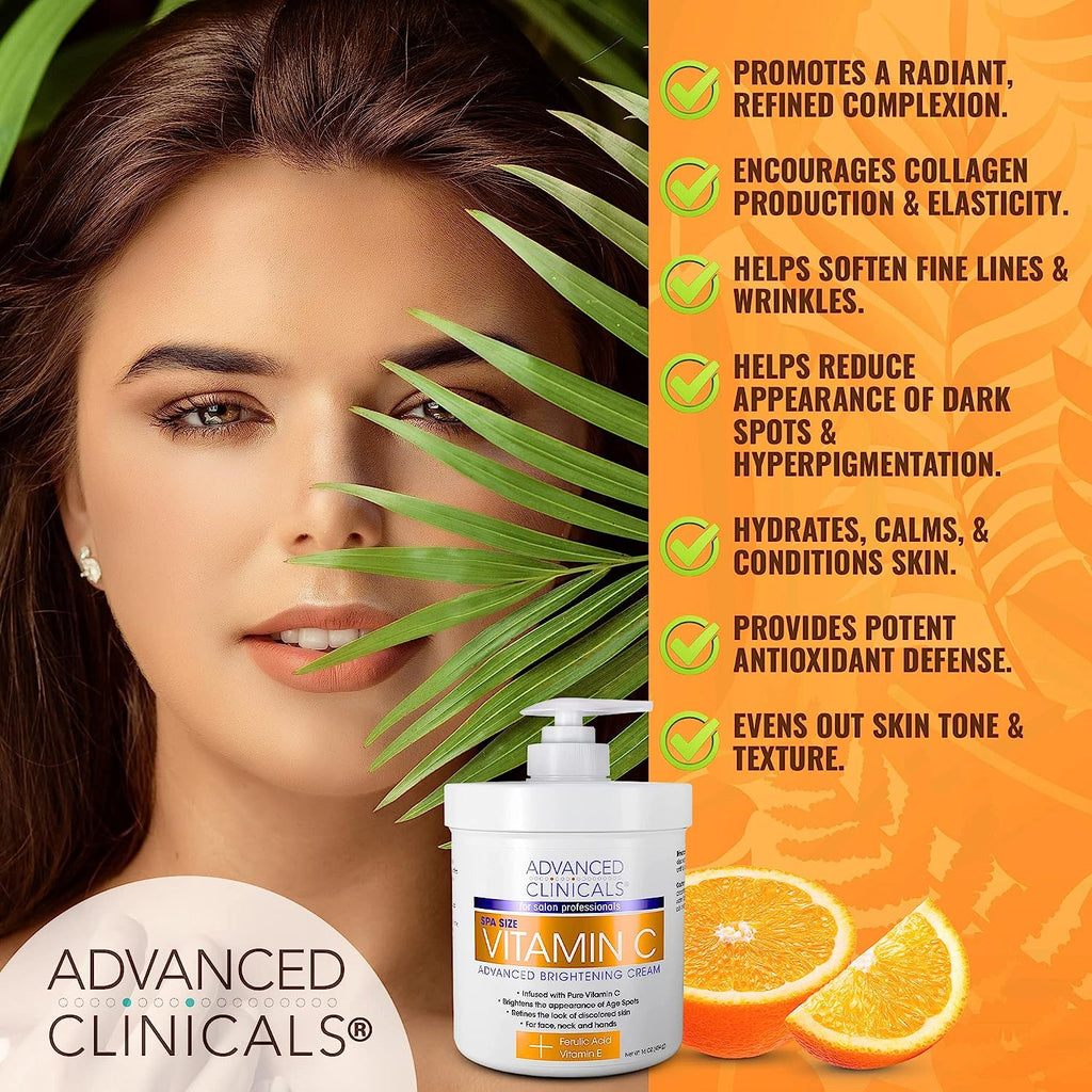 Advanced Clinicals Retinol Body Cream + Vitamin C Moisturizer Lotion Skin Care Set, Anti Aging Body &amp; Face Creams Reduce Wrinkles, Fine Lines, &amp; Dark Spots, Dual Moisturizing Cream Kit, 2-Pack