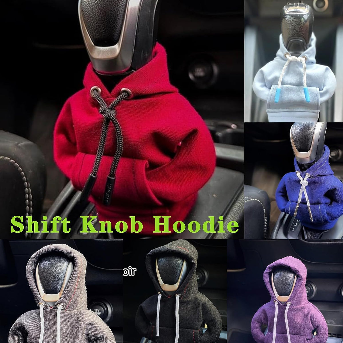 Car Shift Knob Hoodie, Funny Gear Shift Knob Shirt Sweater, Winter Warm Shift Knob Cover Sweater Shirt, Automotive Interior Novelty Accessories Decorations, Universal Fit Knob Cover Gift (White)