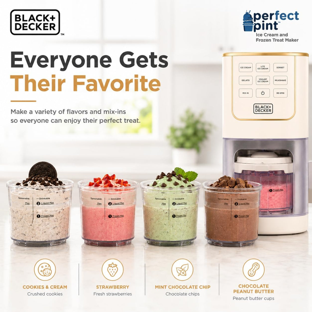 Ice Cream Maker for Families & Kids – Make Protein, Keto & Dairy-Ice Cream, Gelato & Milkshakes at Home – Easy Creamy Pint Machine with Mix-Ins