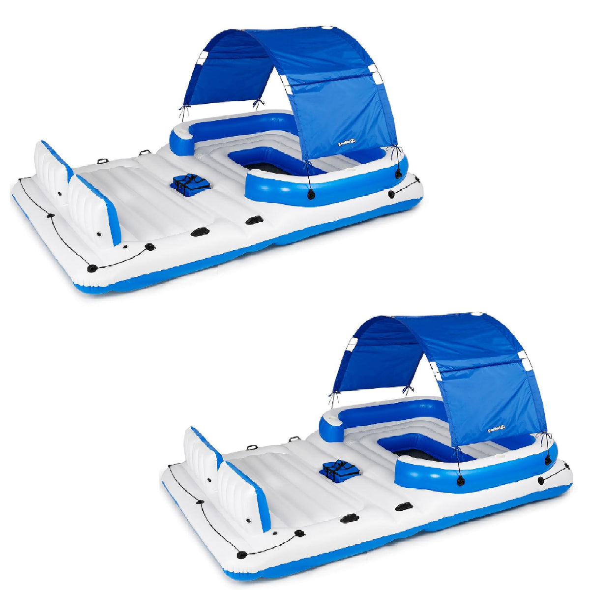 CoolerZ Tropical Breeze 6 Person Floating Lake Raft Lounge (2 Pack)
