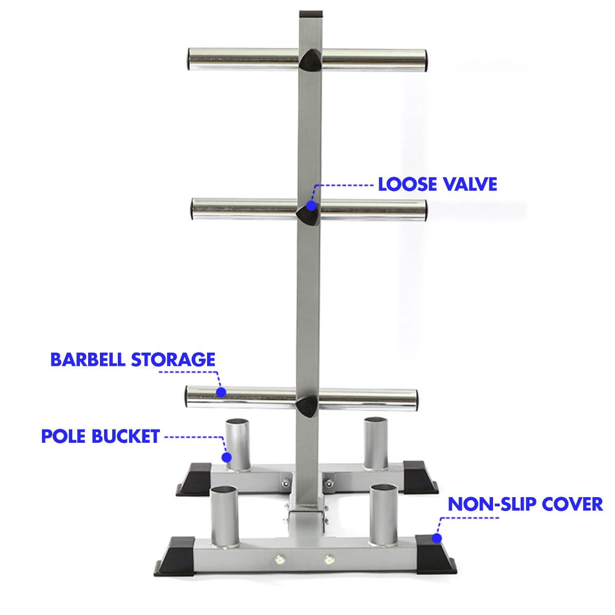 Olympic Weight Rack with Bar Holder for 2 Inch Barbell/Bumper Plates Heavy Duty Stand Black w/ 4 Bar Holder, Holds Up to 440 lbs