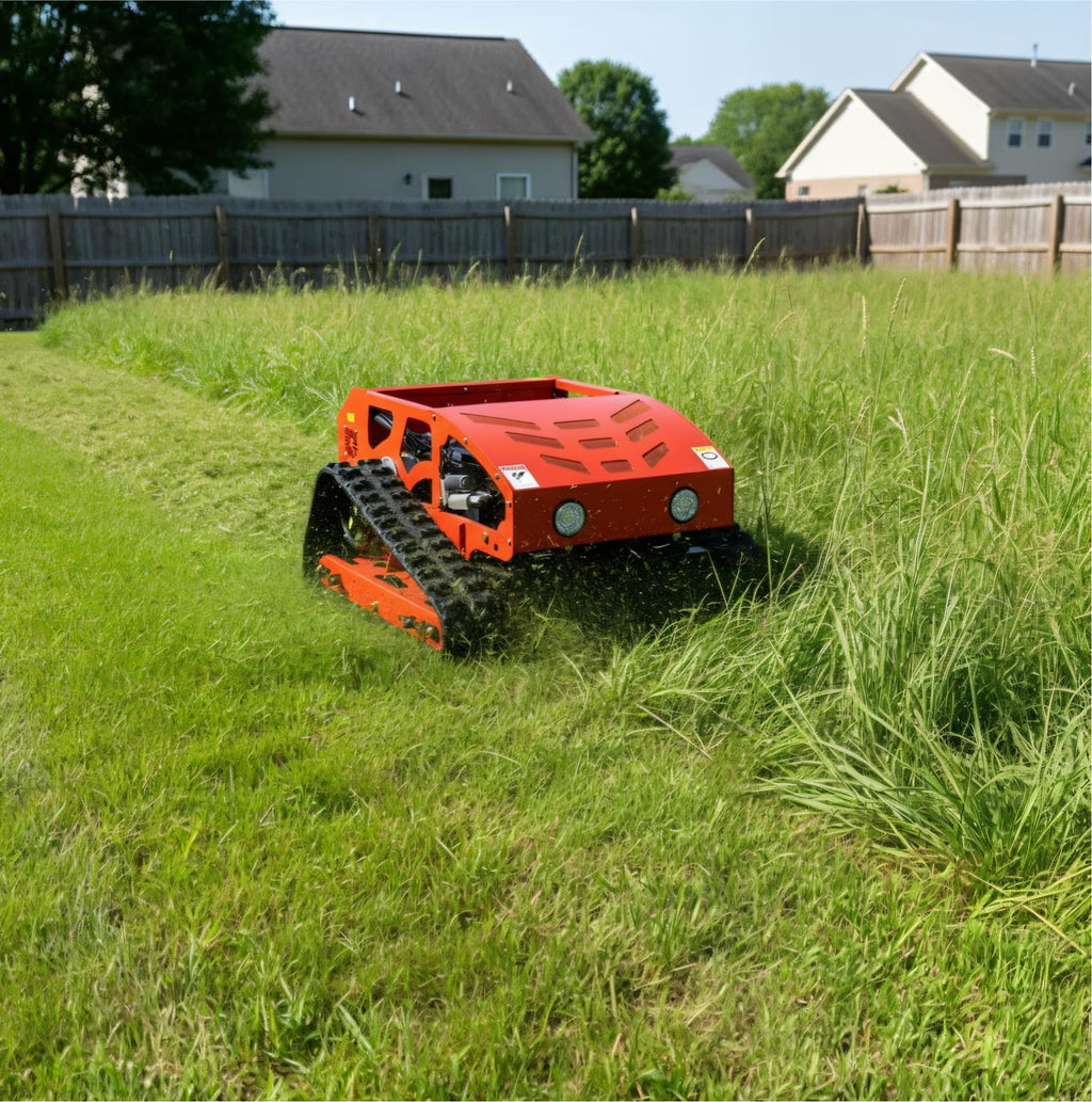 Remote Control Lawn Mower, 9HP Gas Powered 45° Slope-Capable Tracked Mower, All-Terrain Hillside Mowing Machine for Professional Landscaping