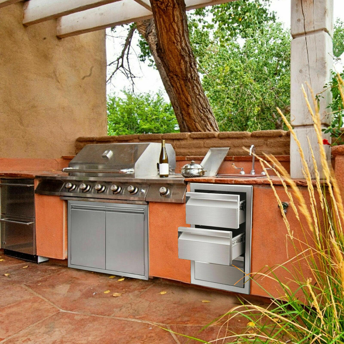 Kitchen/bbq Island  Steel Drawer Cabinet Combination StoraOutdoor