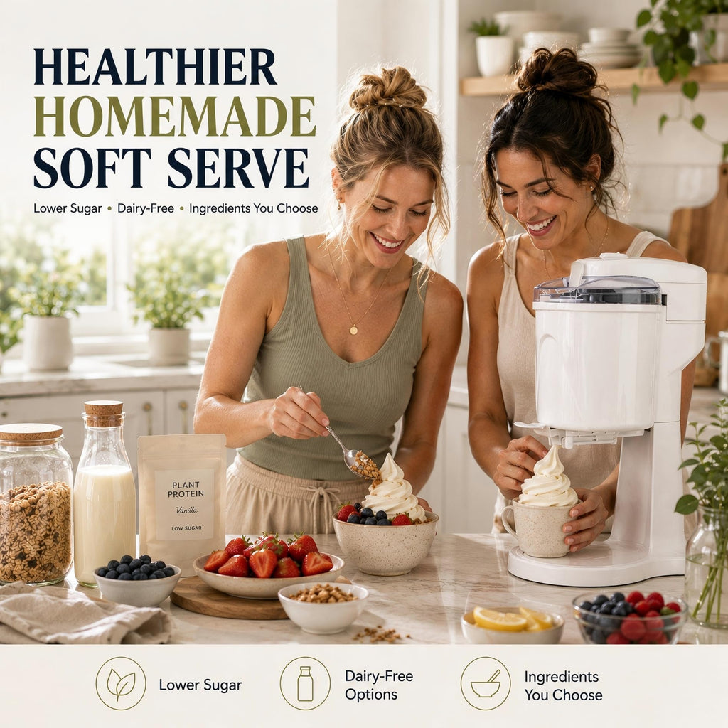Soft Serve Ice Cream Machine with Freezer Bowl, 1.0 Qt Homemade Swirl Ice Cream Maker, Ice Cream Machine for Frozen Yogurt & Sorbet, 20–30 Min Fast Churn, Easy to Clean, Compact Appliance Gift