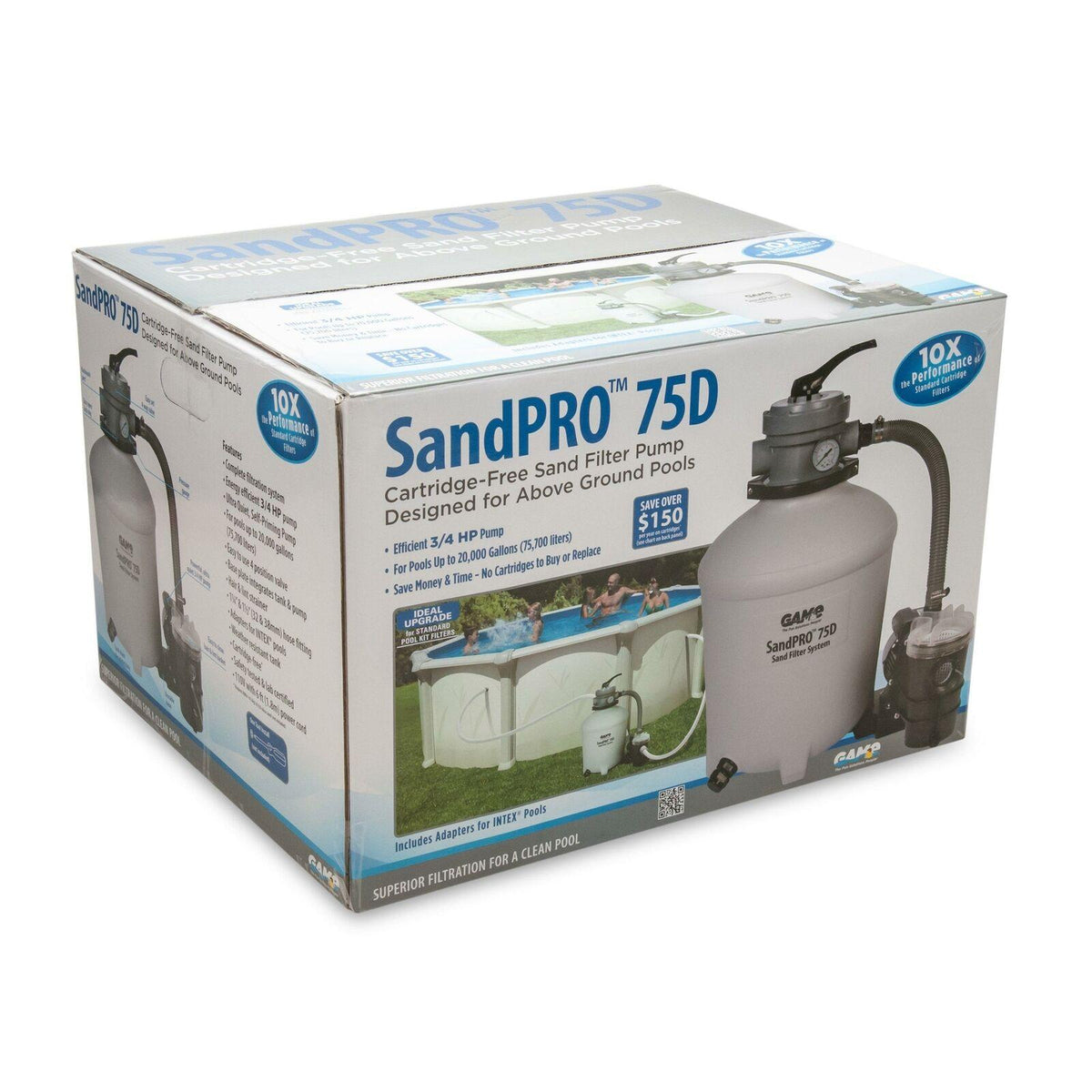 game sandpro 75d above ground pool pump and sand filter system