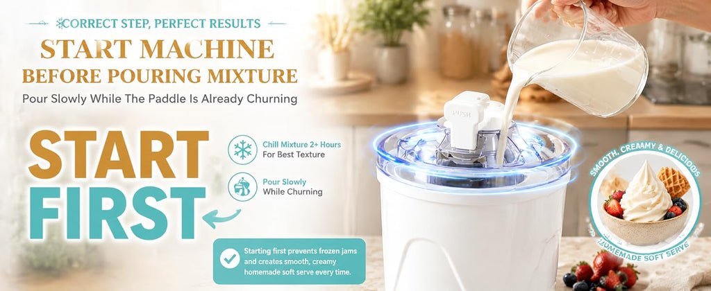 Soft Serve Ice Cream Maker for Home, 1 Quart Ice Cream Machine with Freezer Bowl, Dispensing Lever & Ingredient Chute, Frozen Yogurt, Gelato & Sorbet Maker, Countertop Dessert Machine