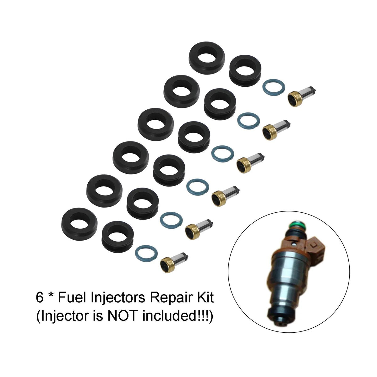 Dodge Stealth 1991-1996 6PCS Fuel Injectors Seal O-Ring Kit 18-10066 INP-014 MD164888 Generic