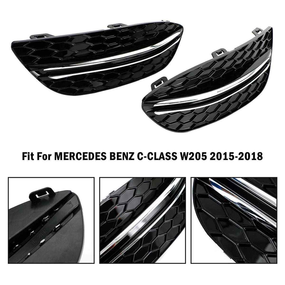 2015-2023 BENZ C-CLASS W205 Base Sedan Honeycomb Front Fog Light Cover 2058850723 MB1038172 Generic