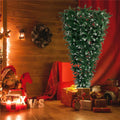 7.4ft Upside Down Green Christmas Tree with LED Warm White Lights Easy Assembly