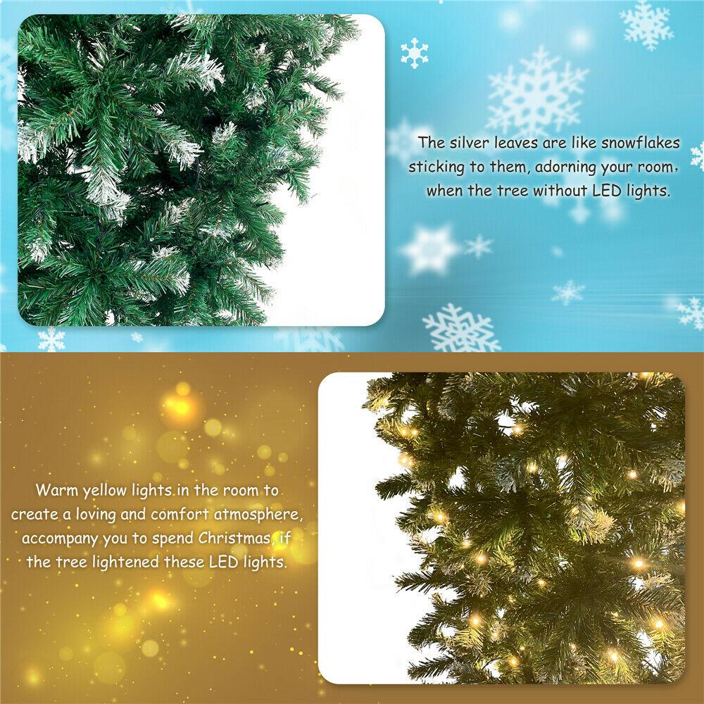 7.4ft Upside Down Green Christmas Tree with LED Warm White Lights Easy Assembly