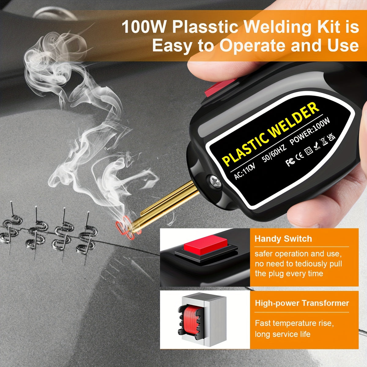 US Plug Professional Plastics Welders Hot Staplers Machine Staple PVC Repairing Machine Car Bumper Repairing Stapler Welding Tool
