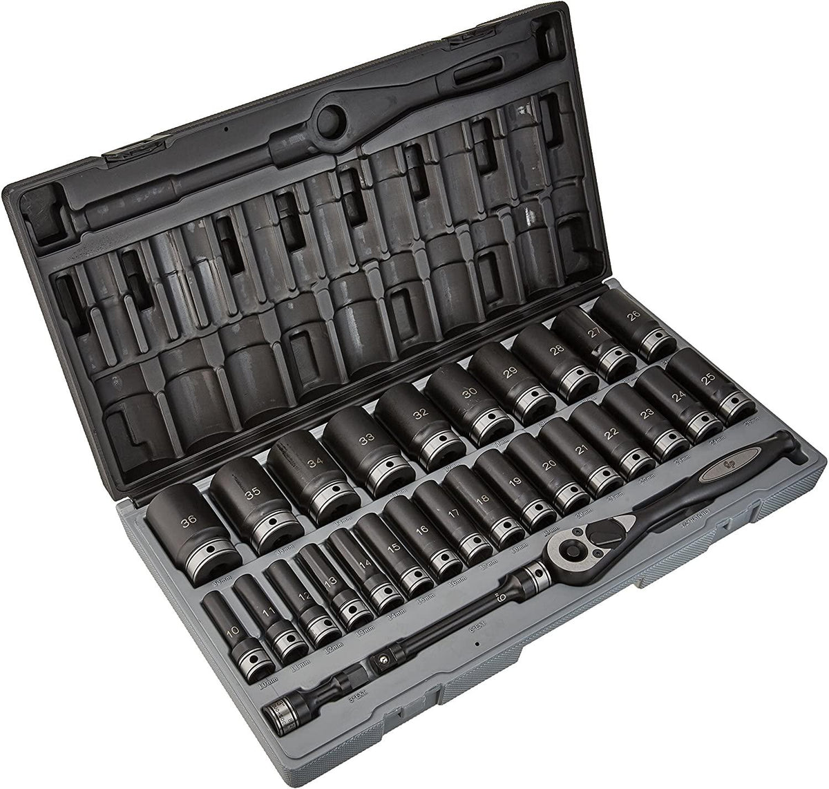 Grey Pneumatic 82629MD 1/2" Drive 6-Point Deep Length Metric Duo-Socket Set - 29 Piece