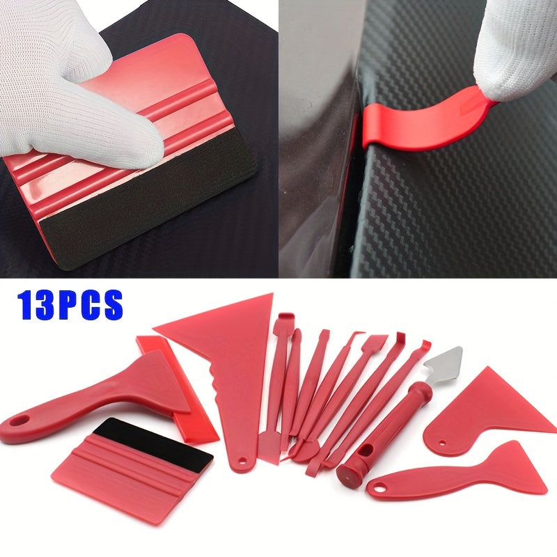 13pcs Car Vinyl Film Wrapping Tools Car Sticker Film Scraper Kit Auto Felt Squeegee Scraper Set Knife Decal Plaste Accessories