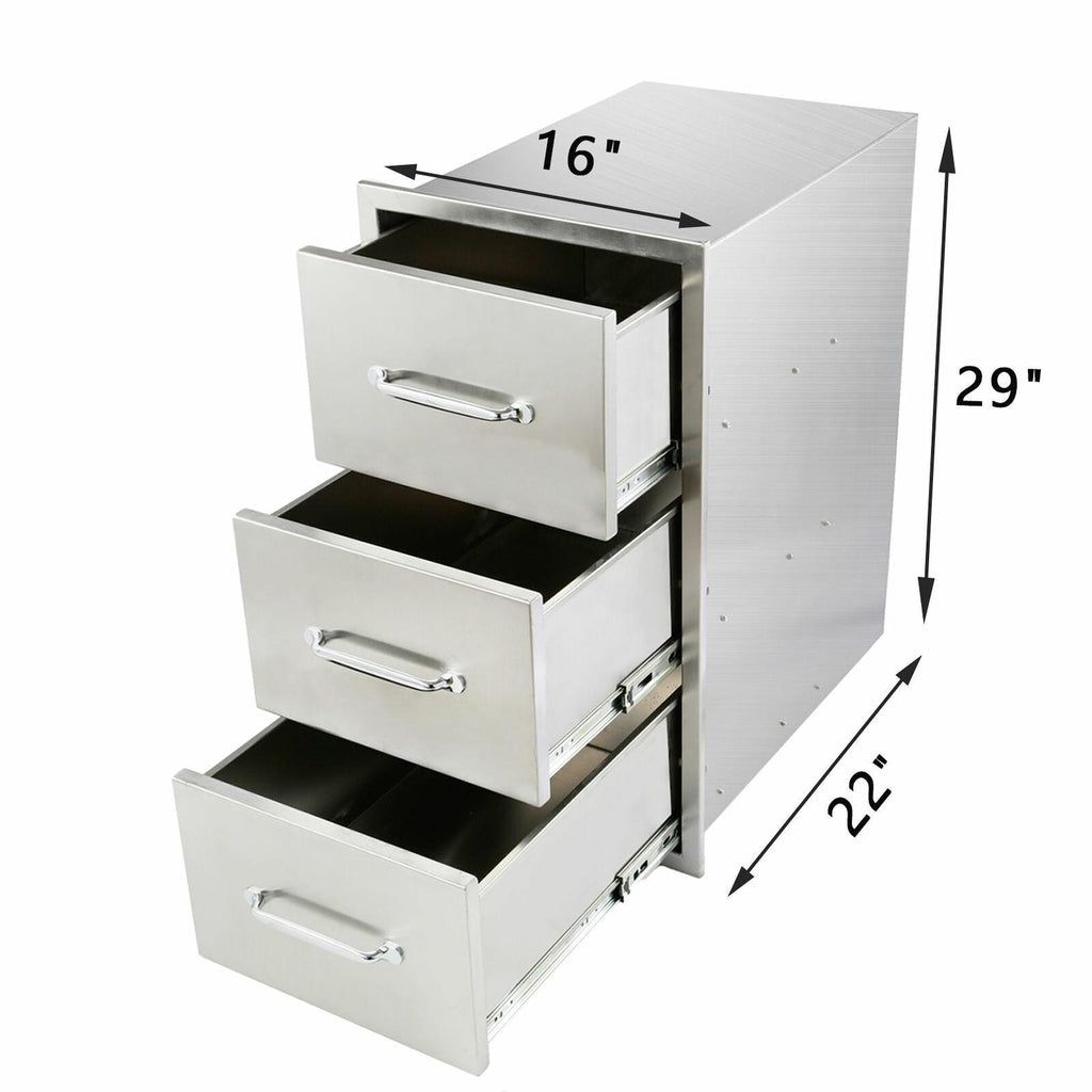 Outdoor Kitchen Island StoraDrawer 16x29x22 Inch BBQ  Triple Drawer