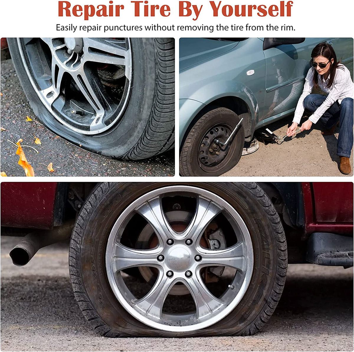 Car Bicycle Tire Repair Tool Set Vacuum Tire Electric Vehicle Emergency Tire Repair Rubber Strip Tool Tire Repair Rubber Strip