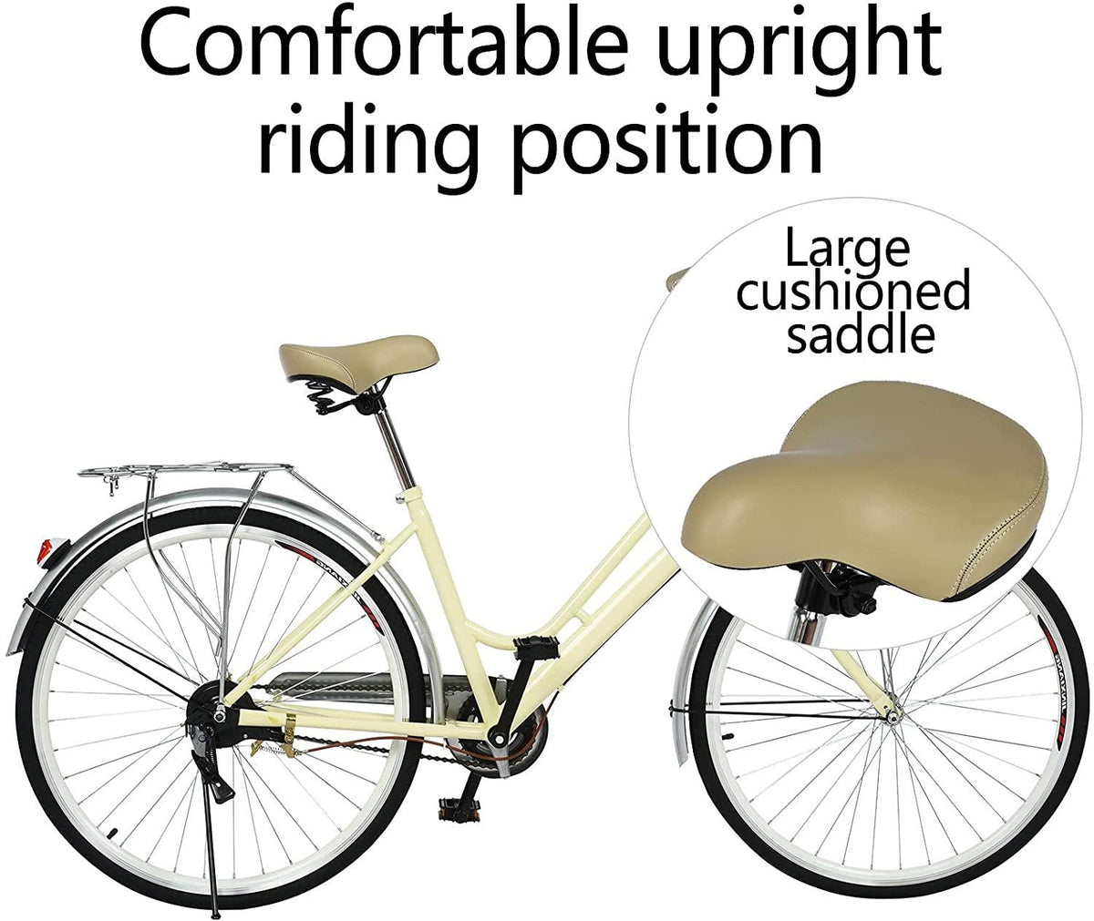 Micozy Cruiser Bike 26 inch Bike Commuter Bike Single Speed Bike Woman Bikes Adult Woman Bike Retro Bikes Classic Bicycle, with Comfortable Seats and Back Seats Fits 4'9''-5'10'', Us in Stock
