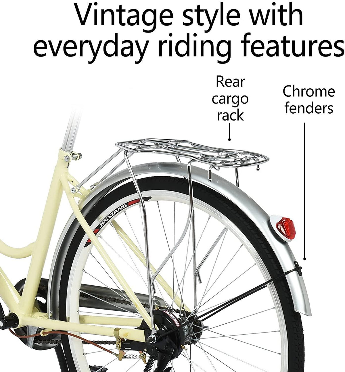 26 inch Beach Cruiser Bikes for Women 1 Speed Comfortable Womens Bike with Baskets Classic Retro Complete Cruiser Bike Womens Beach Cruiser Bike Road Bike for Leisure Picnics &amp; Shopping