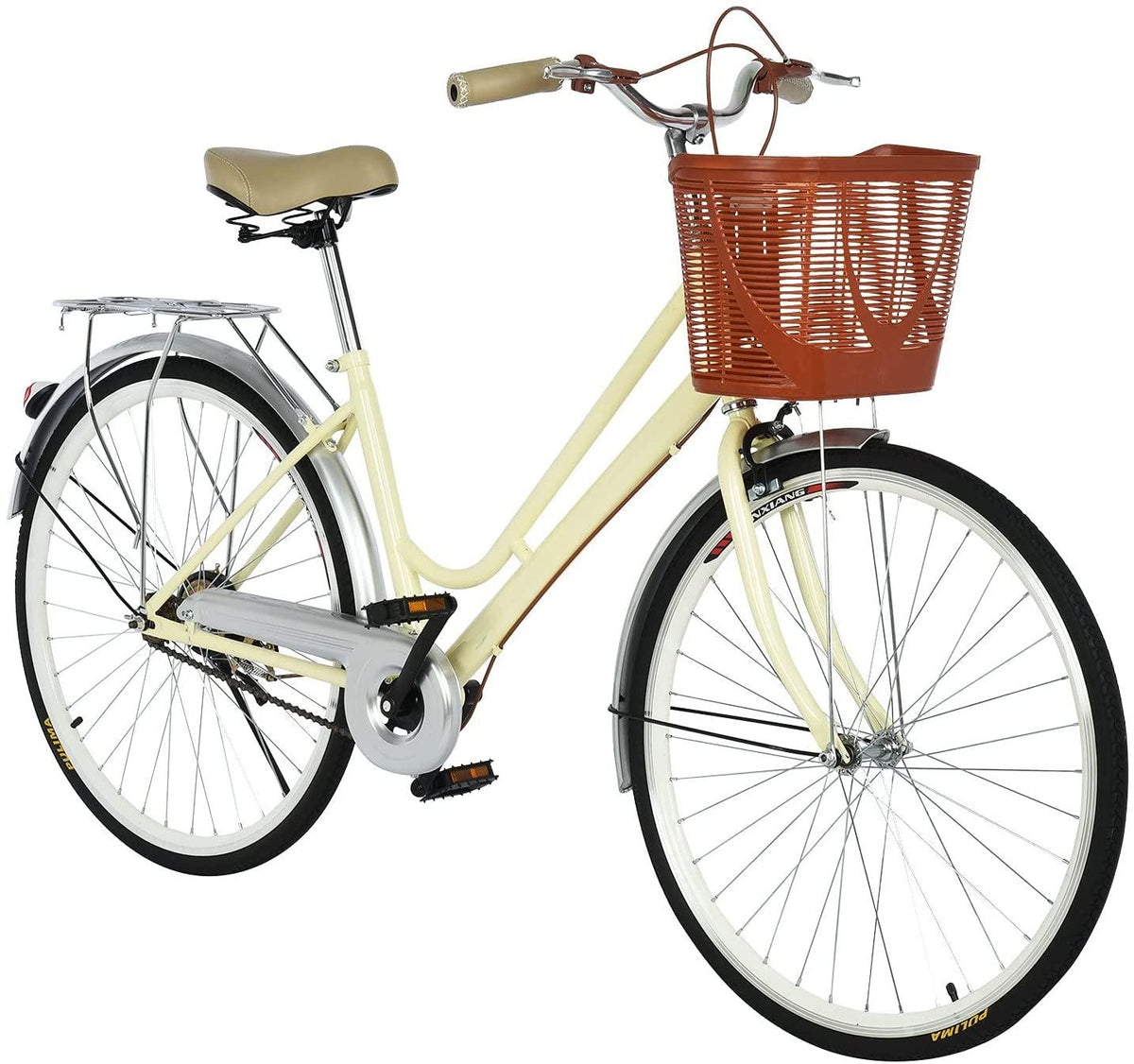 26 inch Beach Cruiser Bikes for Women 1 Speed Comfortable Womens Bike with Baskets Classic Retro Complete Cruiser Bike Womens Beach Cruiser Bike Road Bike for Leisure Picnics &amp; Shopping