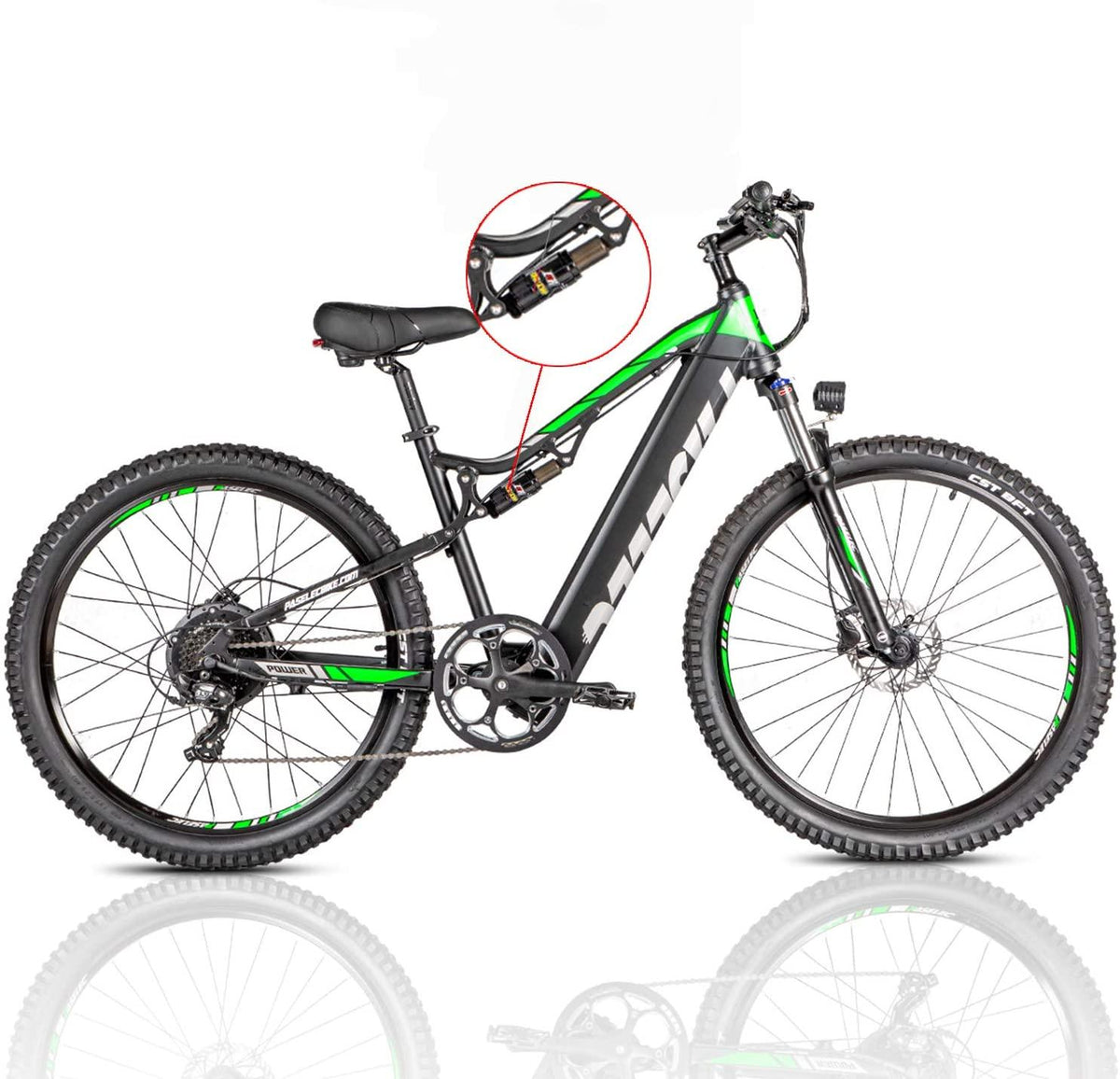 PASELEC Electric Bikes for Adult 27.5'' Mountain Bike Hydraulic Brakes E-Bike Moped Full Suspension Cycle with 48V 13ah Lithium Battery, 500W Professional E-MTB Bicycle