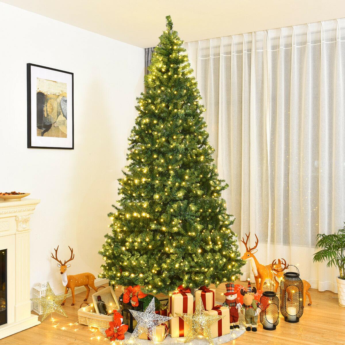 9Ft Pre-Lit Artificial Christmas Tree Premium Hinged w/ 1000 LED Lights &amp; Stand