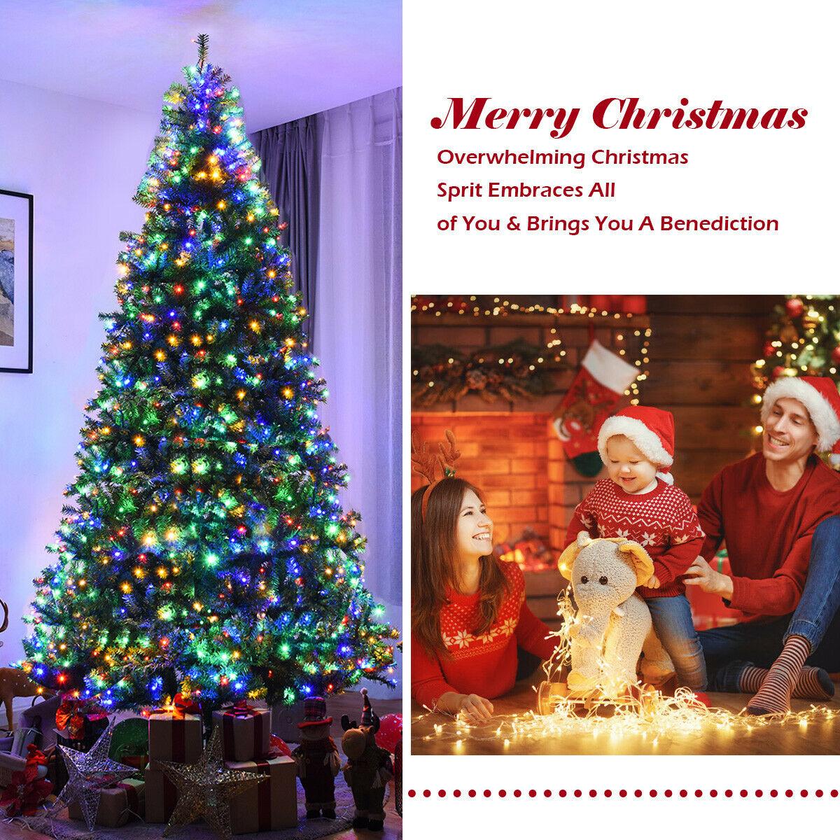 9Ft Pre-Lit Artificial Christmas Tree Premium Hinged w/ 1000 LED Lights &amp; Stand