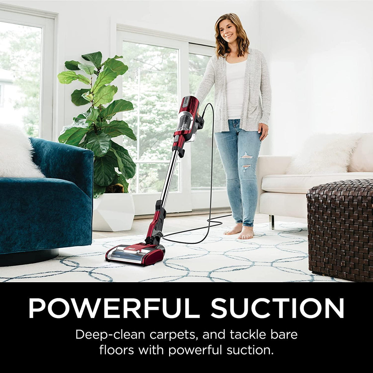 Shark HZ602 Ultralight Pet Pro Corded Stick Vacuum with PowerFins &amp; Self-Cleaning Brushroll, Perfect for Pets, Converts to Hand Vacuum, Pet Power Brush, Crevice &amp; Upholstery Tools, Comet Red