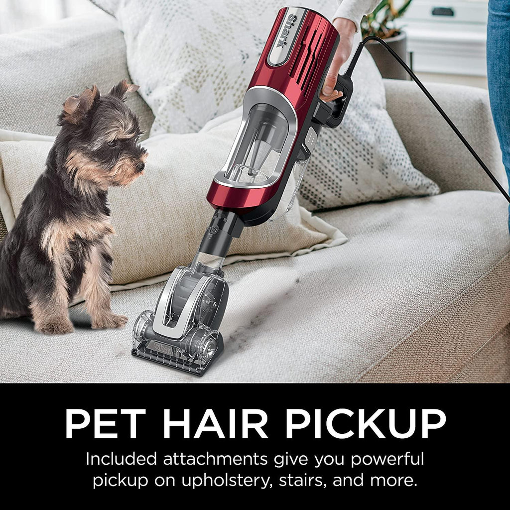 Shark HZ602 Ultralight Pet Pro Corded Stick Vacuum with PowerFins &amp; Self-Cleaning Brushroll, Perfect for Pets, Converts to Hand Vacuum, Pet Power Brush, Crevice &amp; Upholstery Tools, Comet Red