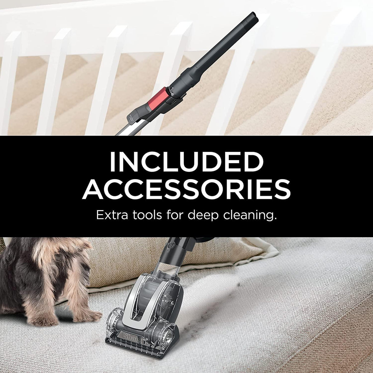 Shark HZ602 Ultralight Pet Pro Corded Stick Vacuum with PowerFins &amp; Self-Cleaning Brushroll, Perfect for Pets, Converts to Hand Vacuum, Pet Power Brush, Crevice &amp; Upholstery Tools, Comet Red