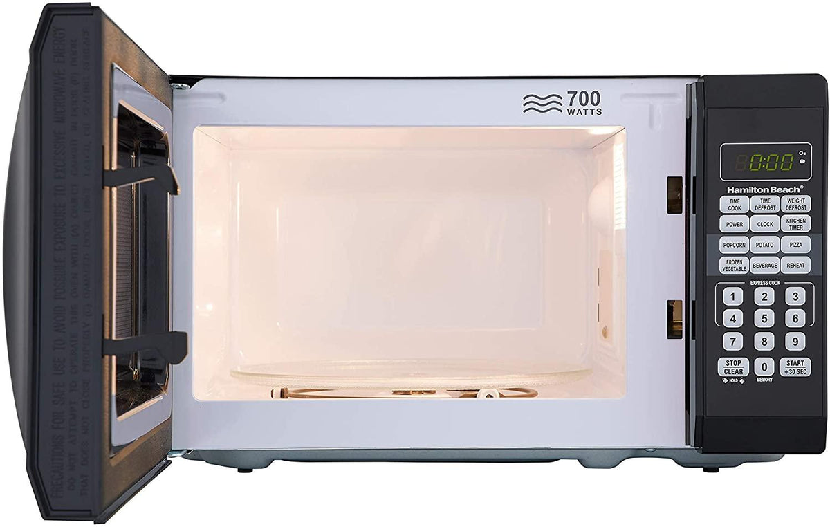 Hamilton Beach 0.7 Cu. Ft. Child-Safe Lockout Feature Black Microwave Oven New