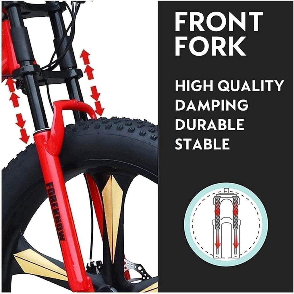 CHICAI Mountain Bike Student Bike High-Carbon Beach Snow Fat Bike 26-inch Mountain Cross-Country Steel Ultra-Wide Tire Sports Bike Adult 21-30speed Low-Speed Racing (Size : 30-Speed)