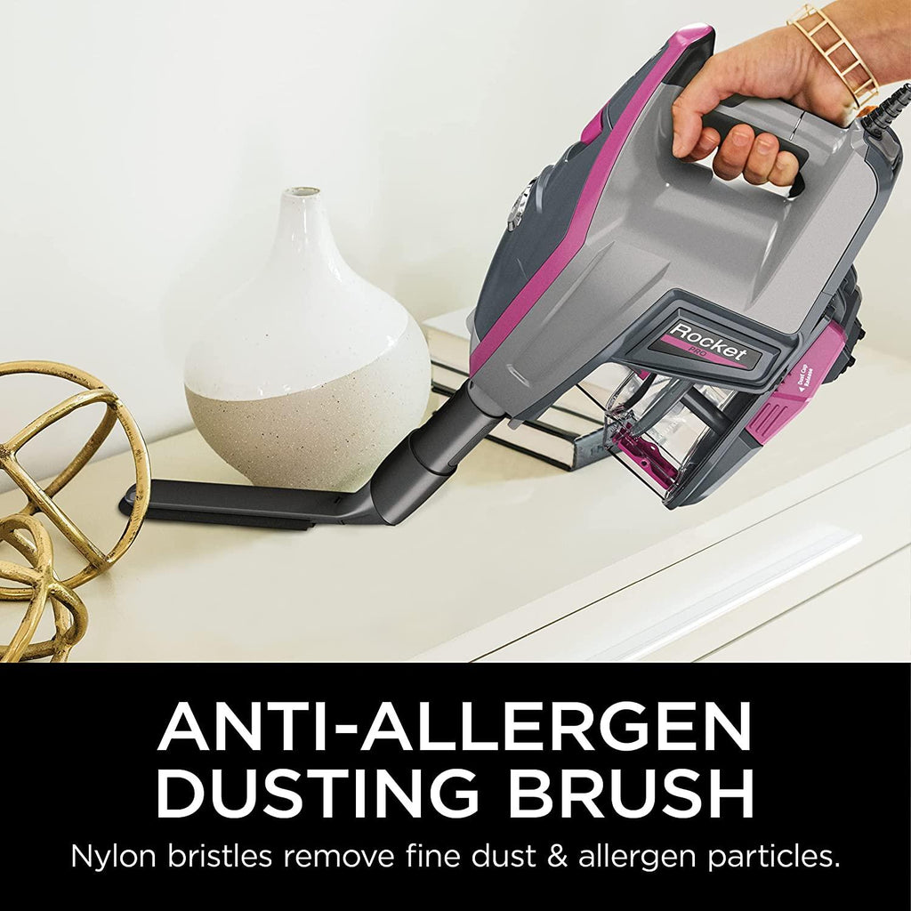 Shark HV371 Rocket Pro DLX Corded Stick, Removable Hand Vacuum, Advanced Swivel Steering, XL Cup, Crevice Tool, Upholstery Tool &amp; Anti-Allergen Dust Brush, Fuchsia, Capacity