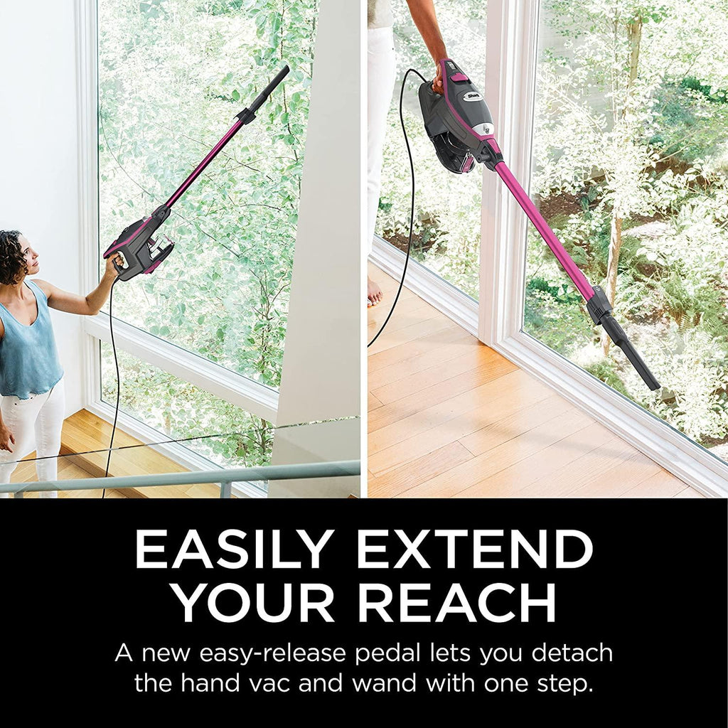 Shark HV371 Rocket Pro DLX Corded Stick, Removable Hand Vacuum, Advanced Swivel Steering, XL Cup, Crevice Tool, Upholstery Tool &amp; Anti-Allergen Dust Brush, Fuchsia, Capacity