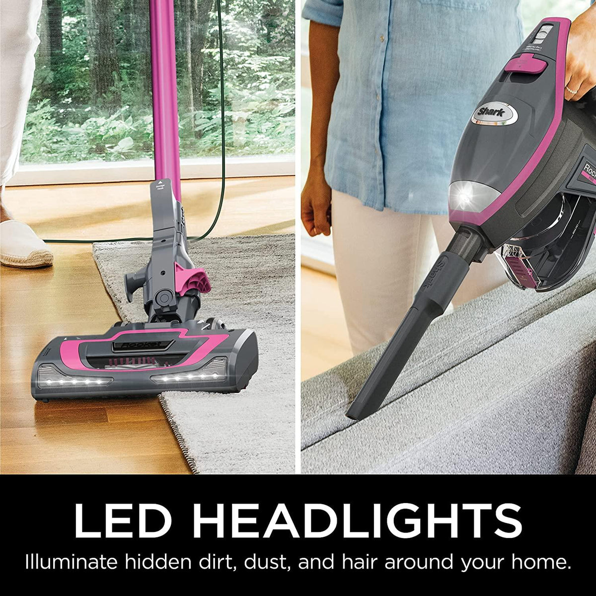 Shark HV371 Rocket Pro DLX Corded Stick, Removable Hand Vacuum, Advanced Swivel Steering, XL Cup, Crevice Tool, Upholstery Tool &amp; Anti-Allergen Dust Brush, Fuchsia, Capacity