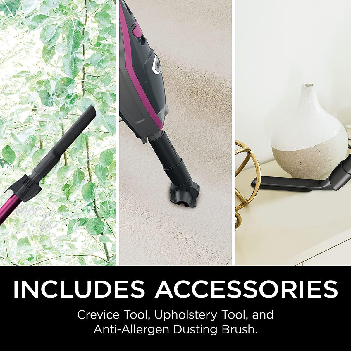 Shark HV371 Rocket Pro DLX Corded Stick, Removable Hand Vacuum, Advanced Swivel Steering, XL Cup, Crevice Tool, Upholstery Tool &amp; Anti-Allergen Dust Brush, Fuchsia, Capacity