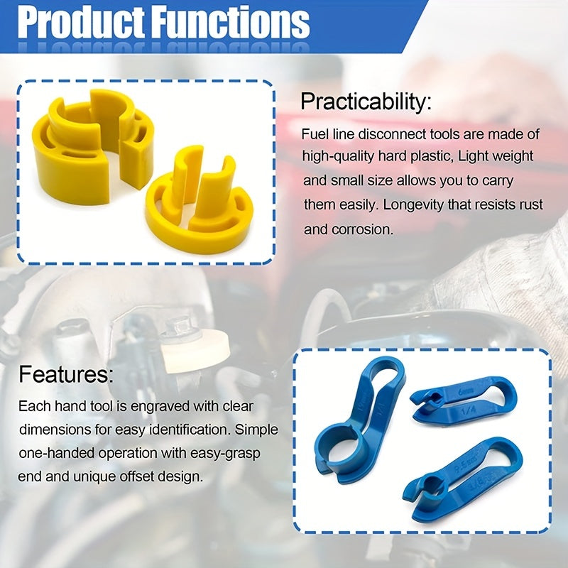 16PCS Fuel Line Disconnect Removal Tool Set,1/4 5/16 3/8 1/2 5/8 3/4 7/8 Inch   Disconnect Tool Kit For Auto Repair Tools