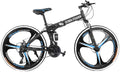 Folding Bike Mountain Bikes Adult Bike Trek Bike Dual Suspension High Carbon Steel 21 Speed Mountain Bike Disc Brakes 26 Inch Mountain Bike Men/Women Cruiser Bike (Blue)