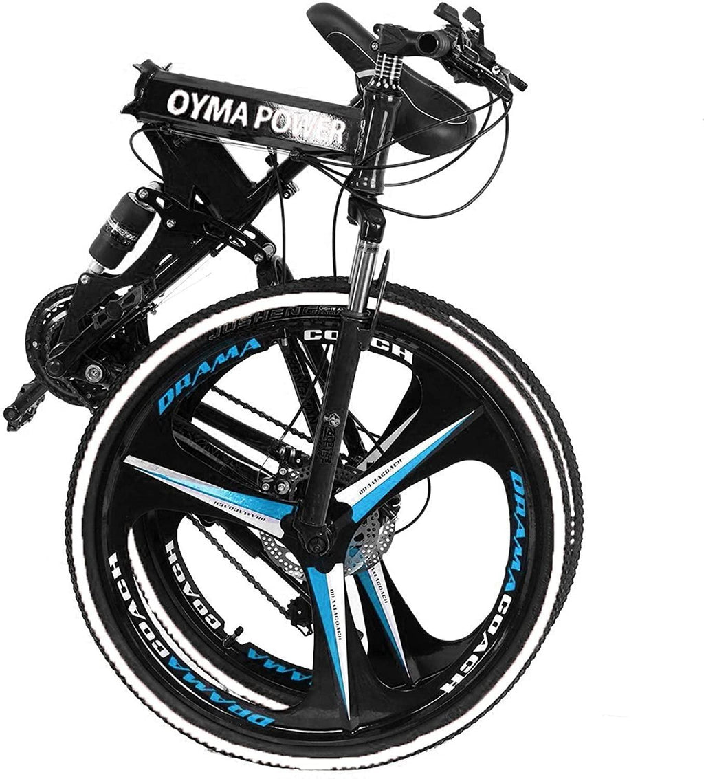Folding Bike Mountain Bikes Adult Bike Trek Bike Dual Suspension High Carbon Steel 21 Speed Mountain Bike Disc Brakes 26 Inch Mountain Bike Men/Women Cruiser Bike (Blue)