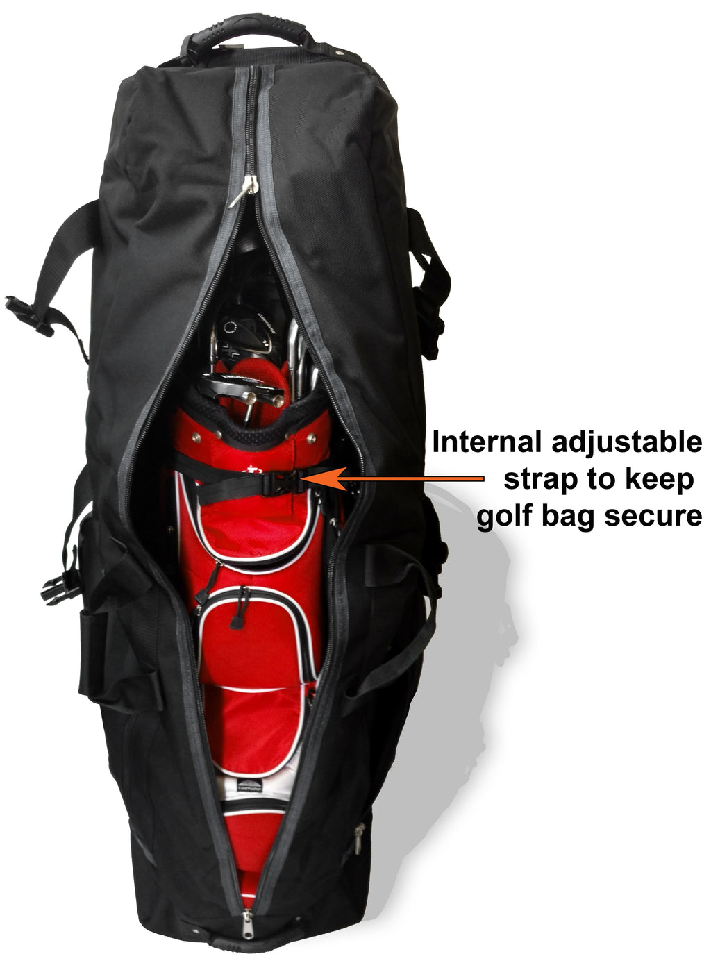 CaddyDaddy Constrictor II with North Pole Golf Bag Travel Cover, Black/Grey