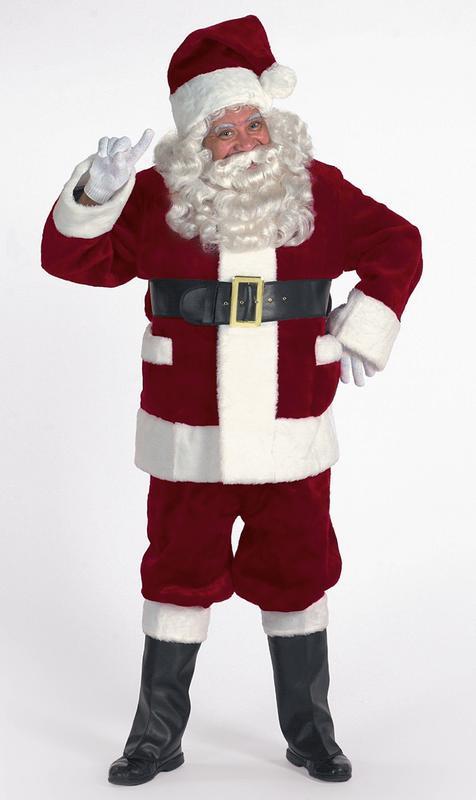 7-piece Burgundy Deluxe Christmas Santa Suit with Pockets - Adult Size XXXL