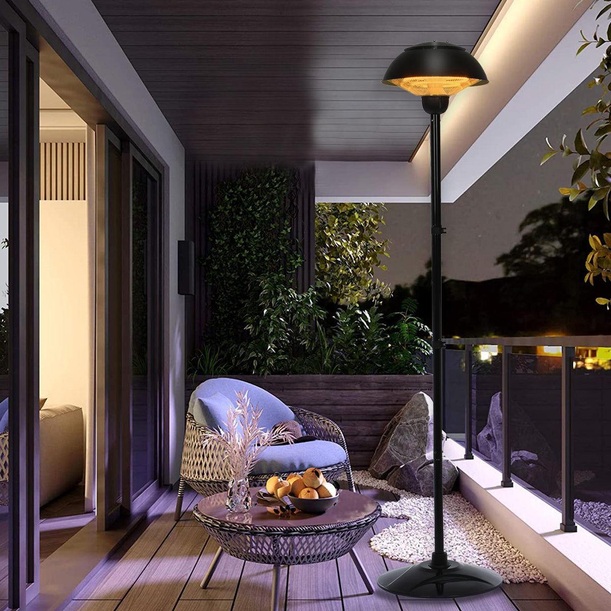 DJKDJL Patio Heater 1500W Outdoor Electric Heater,Outdoor Infrared Heater Tip Over, Black, 54.2*53.8*42CM