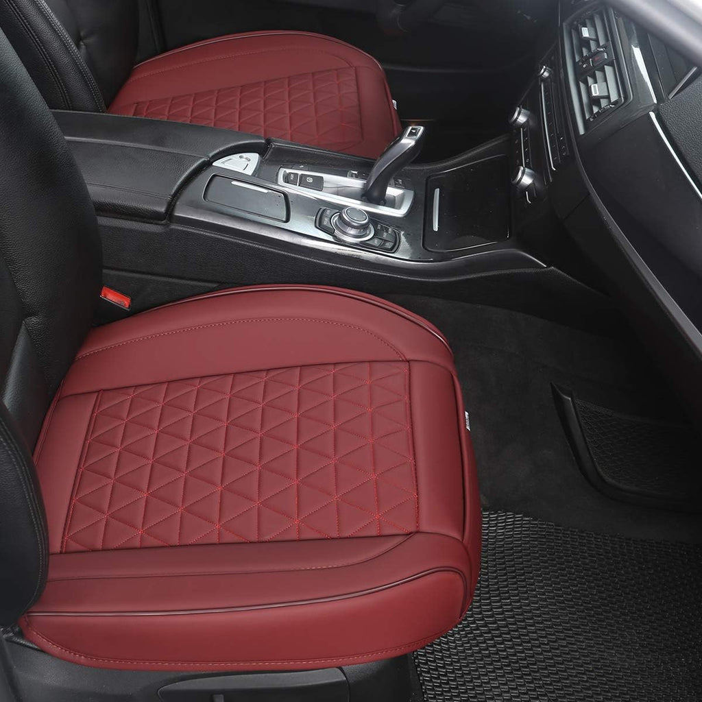 Black Panther Luxury Faux Leather Car Seat Cover Front Bottom Seat Cushion Cover, Anti-Slip and Wrap Around The Bottom, Fits 95% of Vehicles - 1 Piece,Burgundy